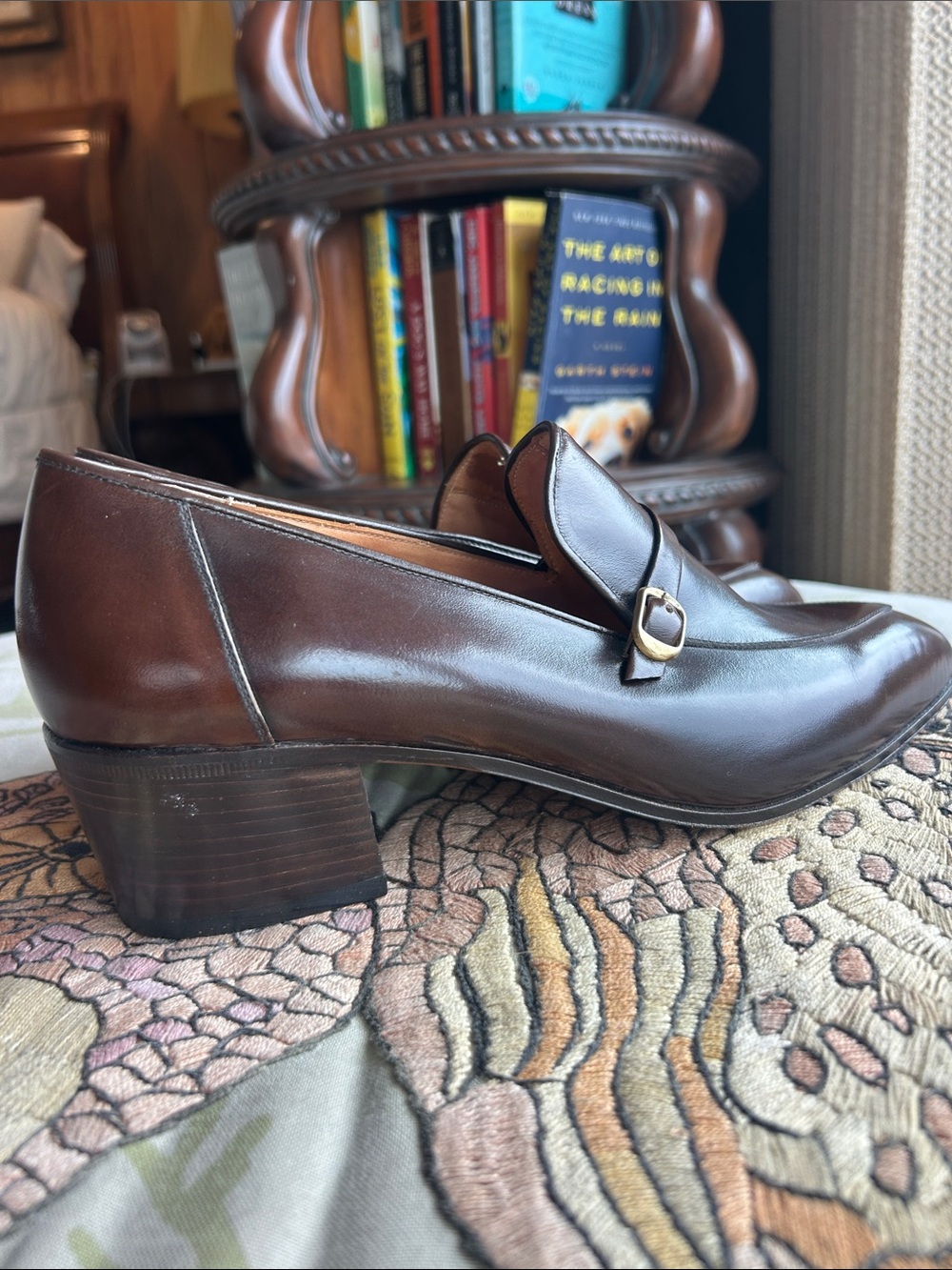 Vintage McQueen Made in Italy Classic Women’s Brown Leather Heels Loafers - Picture 4 of 8